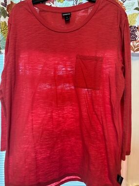 Red Lightweight 3/4 Sleeve Pocket Tee
